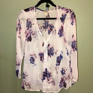 Lucky Brand White Sheer Blouse